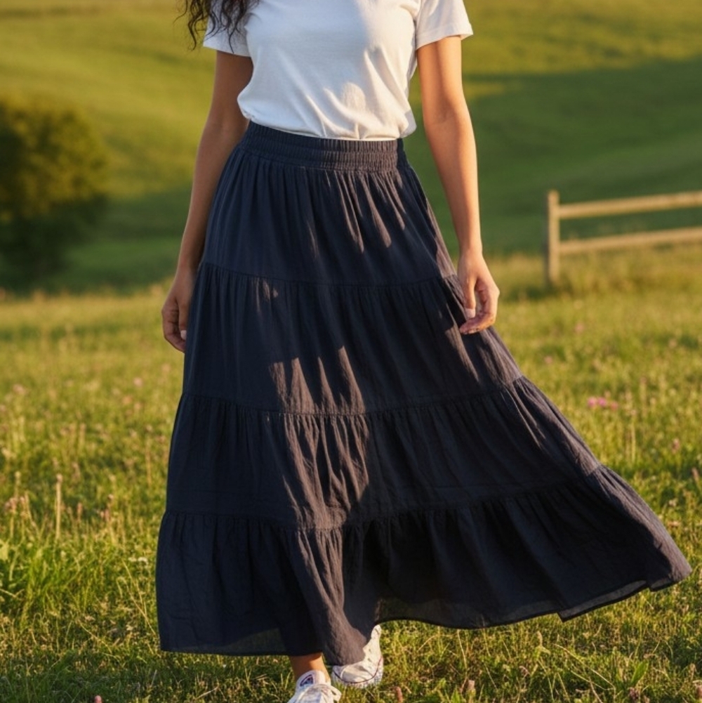 Longhorn Chic Dark Blue Maxi Skirt 6954